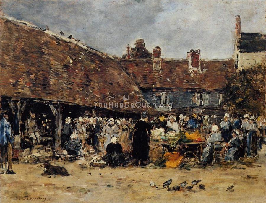 Market at Trouville - 尤金·布丹